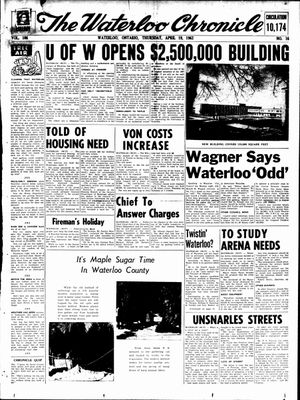 Waterloo Chronicle (Waterloo, On1868), 19 Apr 1962