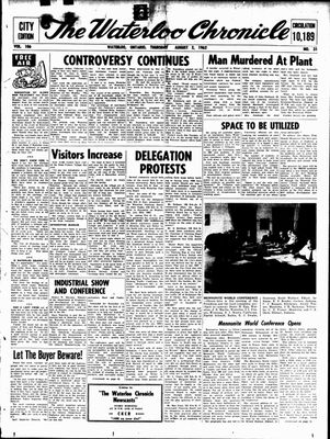 Waterloo Chronicle (Waterloo, On1868), 2 Aug 1962