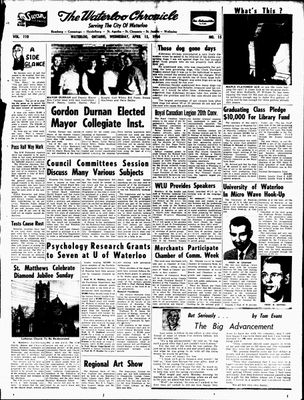 Waterloo Chronicle (Waterloo, On1868), 15 Apr 1964