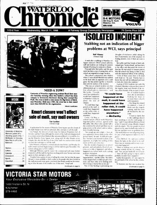 Waterloo Chronicle (Waterloo, On1868), 11 Mar 1998