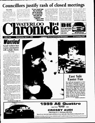 Waterloo Chronicle (Waterloo, On1868), 7 Apr 1999