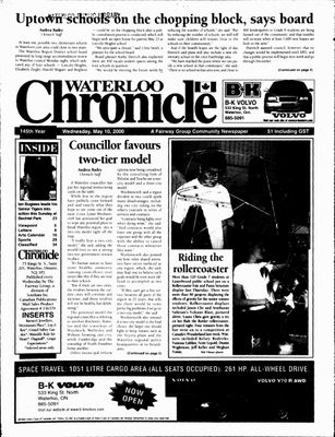 Waterloo Chronicle (Waterloo, On1868), 10 May 2000