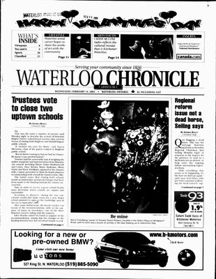 Waterloo Chronicle (Waterloo, On1868), 14 Feb 2001