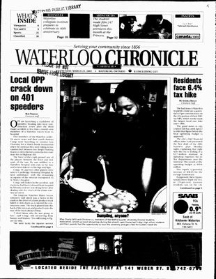 Waterloo Chronicle (Waterloo, On1868), 21 Mar 2001