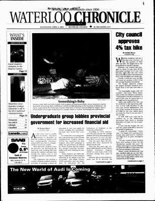 Waterloo Chronicle (Waterloo, On1868), 4 Apr 2001