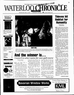 Waterloo Chronicle (Waterloo, On1868), 23 May 2001