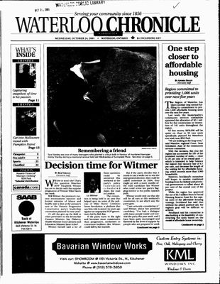 Waterloo Chronicle (Waterloo, On1868), 24 Oct 2001