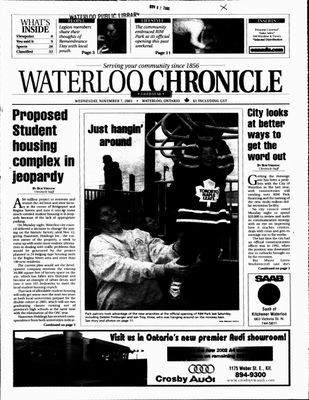 Waterloo Chronicle (Waterloo, On1868), 7 Nov 2001