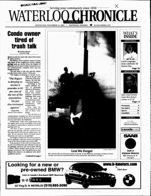 Waterloo Chronicle (Waterloo, On1868), 14 Nov 2001