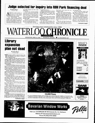 Waterloo Chronicle (Waterloo, On1868), 24 Apr 2002