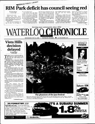 Waterloo Chronicle (Waterloo, On1868), 16 Jul 2003