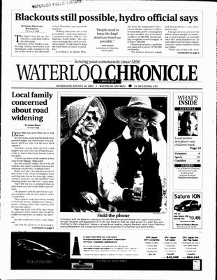 Waterloo Chronicle (Waterloo, On1868), 20 Aug 2003