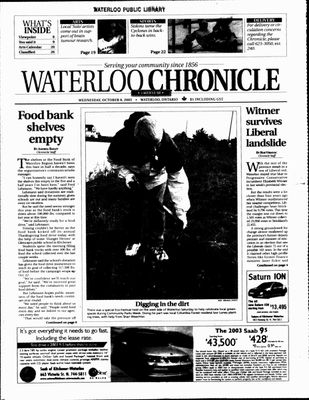 Waterloo Chronicle (Waterloo, On1868), 8 Oct 2003