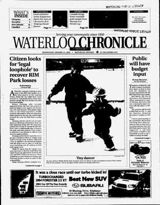 Waterloo Chronicle (Waterloo, On1868), 21 Jan 2004