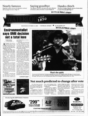 Waterloo Chronicle (Waterloo, On1868), 15 Oct 2008