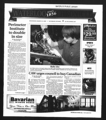 Waterloo Chronicle (Waterloo, On1868), 25 Mar 2009