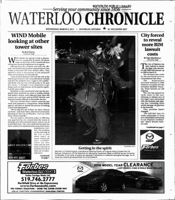 Waterloo Chronicle (Waterloo, On1868), 9 Mar 2011