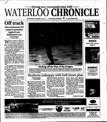 Waterloo Chronicle (Waterloo, On1868), 18 Jan 2012