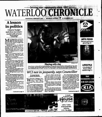 Waterloo Chronicle (Waterloo, On1868), 8 Feb 2012