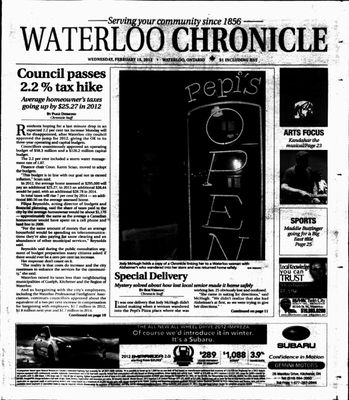 Waterloo Chronicle (Waterloo, On1868), 15 Feb 2012