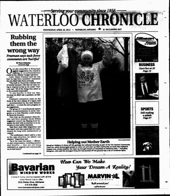 Waterloo Chronicle (Waterloo, On1868), 25 Apr 2012