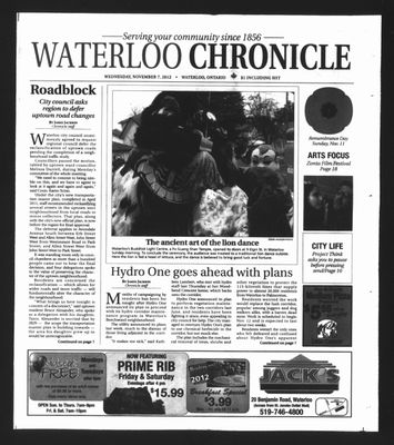 Waterloo Chronicle (Waterloo, On1868), 7 Nov 2012