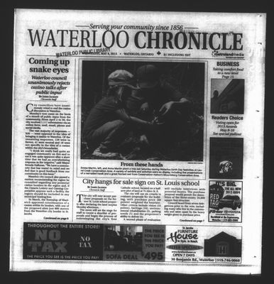 Waterloo Chronicle (Waterloo, On1868), 8 May 2013