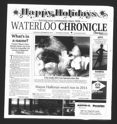 Waterloo Chronicle (Waterloo, On1868), 26 Dec 2013