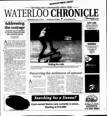 Waterloo Chronicle (Waterloo, On1868), 15 Jul 2015