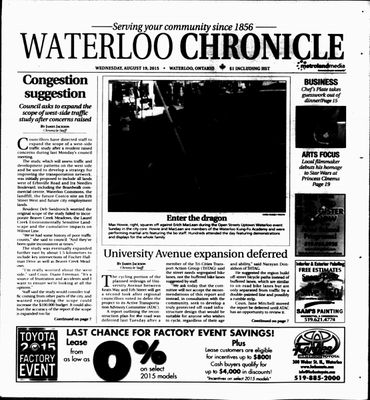 Waterloo Chronicle (Waterloo, On1868), 19 Aug 2015