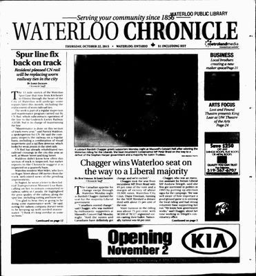 Waterloo Chronicle (Waterloo, On1868), 22 Oct 2015