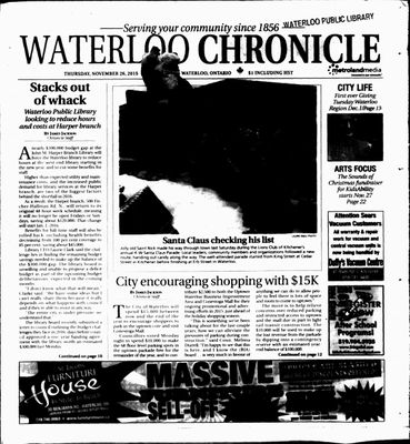 Waterloo Chronicle (Waterloo, On1868), 26 Nov 2015