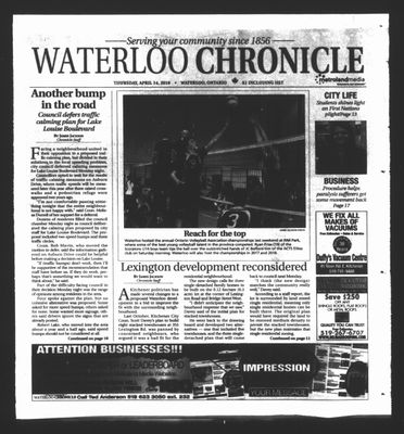 Waterloo Chronicle (Waterloo, On1868), 14 Apr 2016