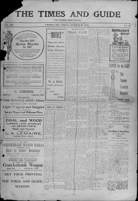 Times & Guide (Weston, Ontario), 8 Oct 1909