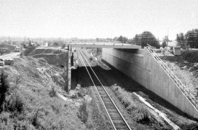 Construction of Rossland Road CPR Bridge, 2002