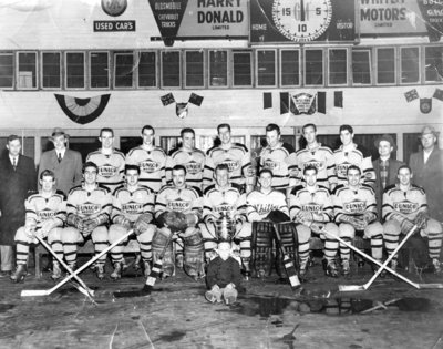 Whitby Dunlops with Senior B Championship Trophy, 1956