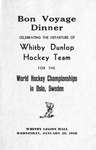 Program for the Bon Voyage dinner for the Whitby Dunlops, 1958.