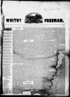 Whitby Freeman (Whitby, ON: J. S. Sprowle, 1850), 13 Feb 1850