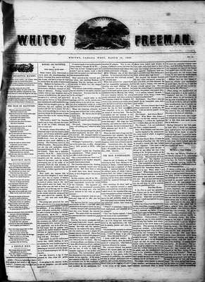 Whitby Freeman (Whitby, ON: J. S. Sprowle, 1850), 13 Mar 1850