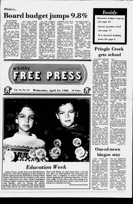 Whitby Free Press, 16 Apr 1986