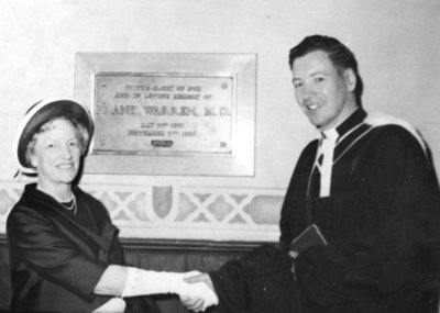 Dr. Frank Warren Plaque St. John's Anglican Church, c. 1965