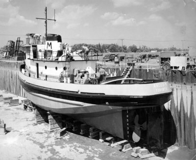 Tug Boat in McNamara Marine Dry Dock, 1960