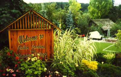 Cullen Gardens and Miniature Village Welcome Sign