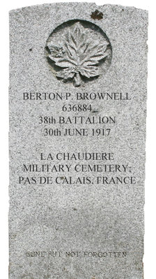 Gravestone for Berton P. Brownell