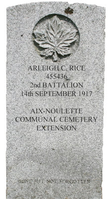 Gravestone for Arleigh C. Rice