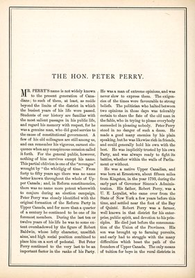 The Honourable Peter Perry from The Canadian Portrait Gallery Volume III