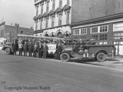 Whitby Fire Department Members with Fire Engines, October 4, 1947