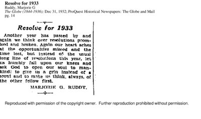 Resolve for 1933, The Globe, December 31, 1932