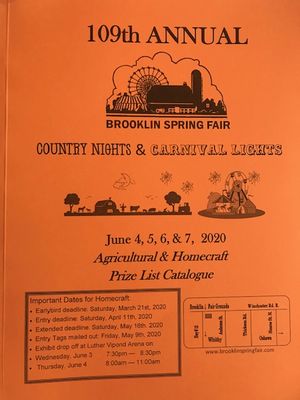 Brooklin Spring Fair Prize List, June 4-7, 2020