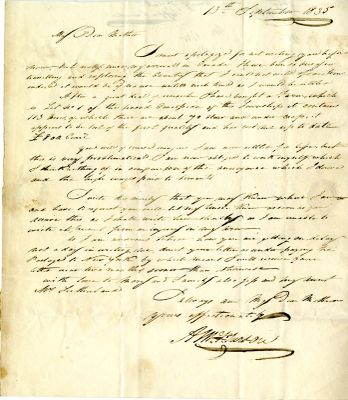 Letter from Alexander McPherson to his mother, 13 September 1835